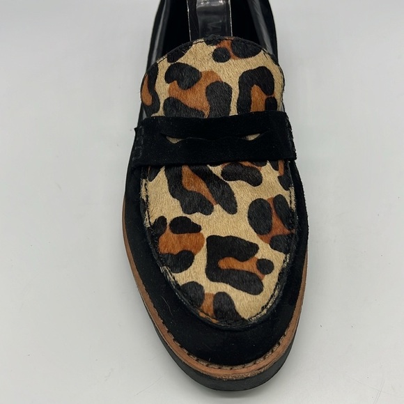 Vaneli - Leopard  Print Tan Pattern Black Suede Slip On Penny Loafers Size 8 - Picture 4 of 15